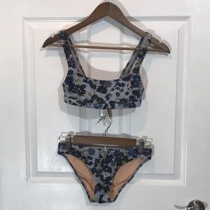 JCREW BOUE FLORAL TWO PIECE BATHING SUIT TOP XXS BOTTOM XS